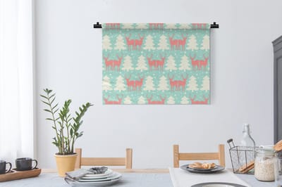 Wandkleed - Wanddoek - Hert - Patroon - Roze - 90x67.5 cm - Wandtapijt