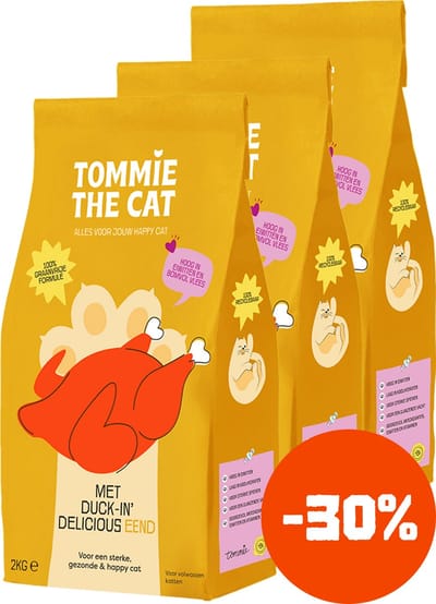 Tommie the Cat - 100% graanvrije kattenbrokken - bomvol verse eend met zalm - 65% vlees - kattenvoer droogvoer - 3 zakken - 6kg