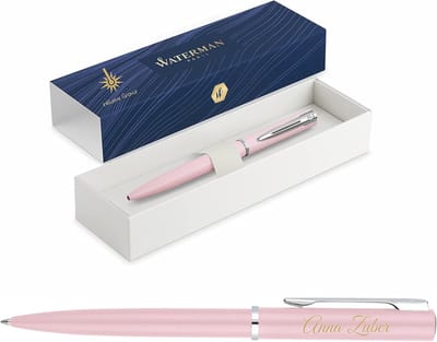 Luxe Balpen met Naamgravure in Pastelroze - Blauwe Inkt - Cadeau in Geschenkdoos