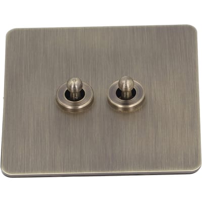 2-weg tuimelschakelaar antiek bronzen textuur roestvrijstalen paneel tuimelschakelaar AC250V gray