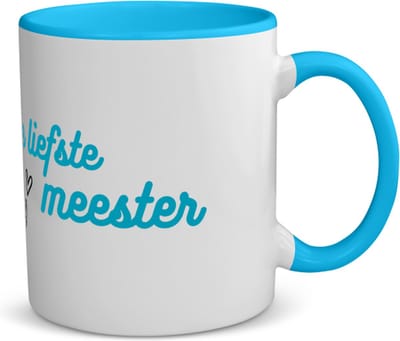 Akyol - de liefste meester koffiemok - theemok - blauw - Meester - voor de liefste meester - meester - verjaardagscadeau - verjaardag - cadeau - afscheidscadeau - geschenk - leuke cadeau - kado - gift - meesterdag - 350 ML inhoud