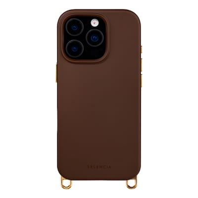 Selencia Hoesje - Geschikt voor iPhone 16 Pro Max - Rivièra geschikt voor MagSafe Backcover met afneembare haakjes - Choco Brown