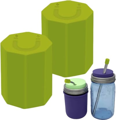 Strodoppen voor bekers - Rietbeschermers deksel - Outdoor activiteiten - Magnetische bevestiging - 2 stuks - Groen