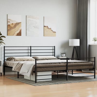 vidaXL - Bedframe - met - hoofd- - en - voeteneinde - metaal - zwart - 200x200 - cm