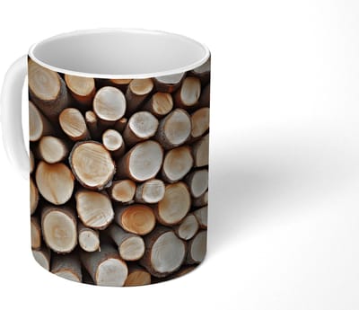 Mok - Koffiemok - Hout - Boomstammen - Textuur - Mokken - 350 ML - Beker - Koffiemokken - Theemok