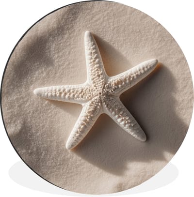 WallCircle - Wandcirkel - Muurcirkel - Strand - Zeester - Zand - Beige - Aluminium - Dibond - 30x30 cm - Binnen en Buiten