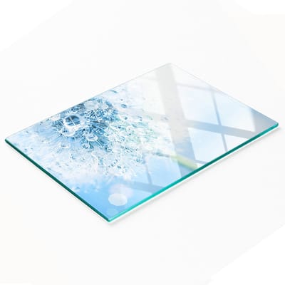 Multifunctionele decoratieve snijplank voor de keuken, gehard glas, paardenbloemmotief, 80x52 cm
