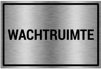 Wachtruimte bord - gecoat brushed aluminium - grijs zwart | 30 x 20 cm