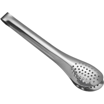 Pince de cuisine multifonctionnelle en acier inoxydable de 22,9 cm avec trou pour filtre pour la maison gray