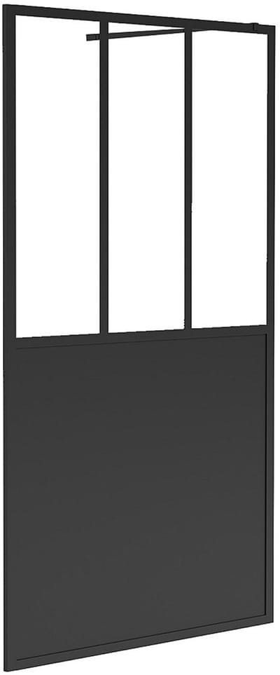 Vente-unique Douchewand voor inloopdouche – Matzwart – Industriële stijl – 100 x 200 cm – URBANIK