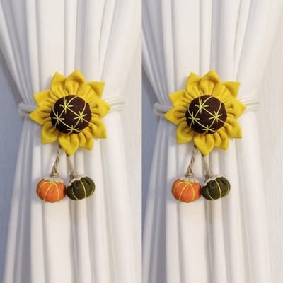 2-pack gordijn strikken met bloemenmotief, handgebreide gordijnhouders voor kantoor- en woondecoratie
