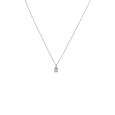 Lucardi Dames 14 Karaat witgouden ketting diamant 0,175ct en topaas - Ketting - 14 Karaat Goud - Goud - 45 cm