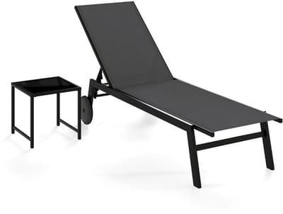 Ligbed - Tuin - Zonnebed - Ligstoel - Loungebed - Weerbestendig - Verstelbaar - Buiten - Opklapbaar - Grijs