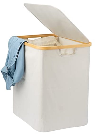 Wasverzamelaar met Uitneembare Waszak en Deksel - Ca. 60 Liter - Beige