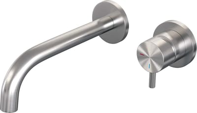 Brauer Brushed Edition Wastafelmengkraan inbouw - gebogen uitloop links - hendel kort smal - model B 1 - PVD - geborsteld RVS