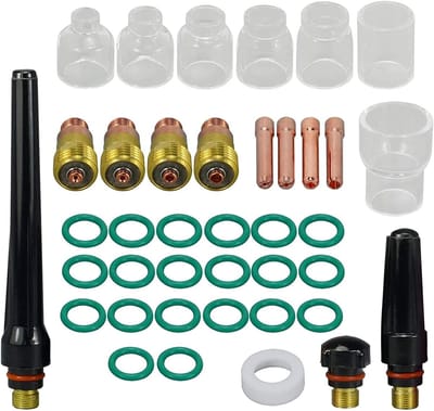 Lasapparaat Accessoires Set - TIG Onderdelen - Precisie Lassen - Geïsoleerde Gaslens - 39 Stuks - Wit