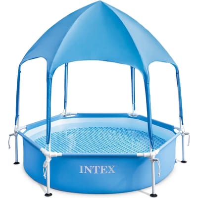 Intex Staal Rond Bovengronds Zwembad Met Overkapping 183cm Blauw 700 Liters