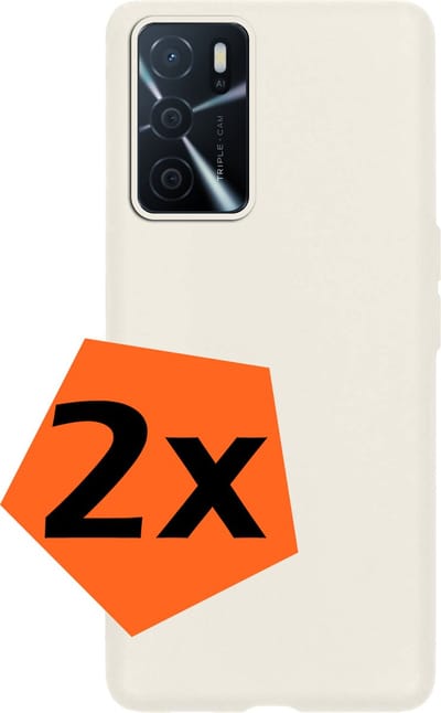 Hoes - 2 Stuks - Geschikt voor OPPO A16 - Sterk & Shockproof - Case Siliconen - Back Cover - Telefoon Hoes - Wit