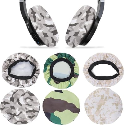 Set van 6 Wasbare Hoofdtelefoon Oorkussens, Rekbare Oorkappen van Flexibele Stof, Zweetbescherming voor Sport en Gaming, Comfortabele Hoofdtelefoonaccessoires