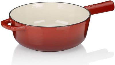 Kaasfounduepan, 1.8 L, Gietijzer, Rood, 20 cm, PFAS/PTFE vrij - Kela | Calido
