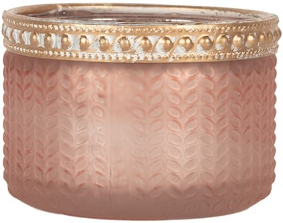 Clayre & Eef Waxinelichthouder Ø 7x4 cm Roze Glas