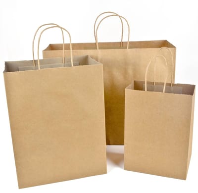 Dailygoods - 50 Stuks Bruine Papieren Zakken met Hengsels - Stevige Kraftpapieren Tassen