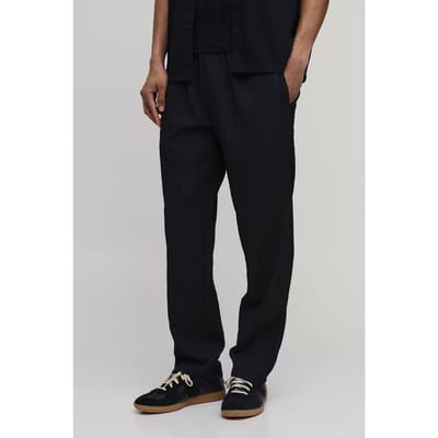 Relaxed Fit Broek Met Onregelmatige Plooitextuur | Black | Size Small