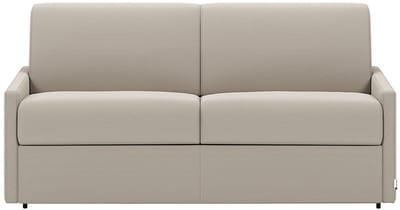 Vente-unique Driezitsslaapbank express van stof CALIFE - Beige - Slaapoppervlak 140 cm - Matras met vormgeheugen 22 cm