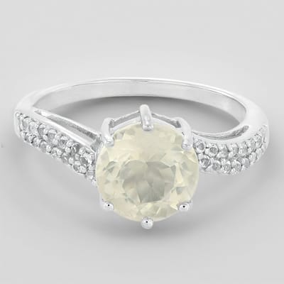 Cavill - Ring 925 Sterling Zilver - 1,41 ct Orthoklaas Madagaskar & 32 Witte Topazen Pavé - Elegant & Tijdloos - Maat 17