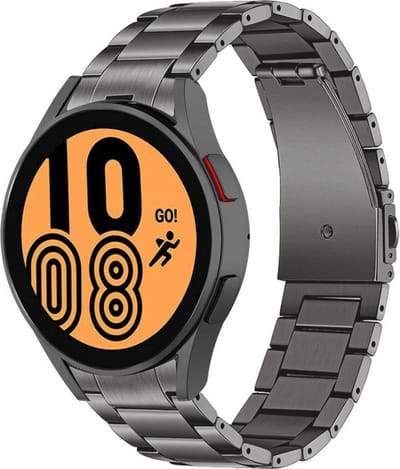 Strap-it Titanium horlogeband - speciaal geschikt voor Samsung Galaxy Watch 7 (40 & 44mm) / Galaxy Watch 6 (Classic) / Galaxy Watch 5 / Watch 5 Pro / Watch 4 (Classic) / Watch FE - schakel bandje voor Galaxy Watch 4-5-6 alle varianten - grafiet