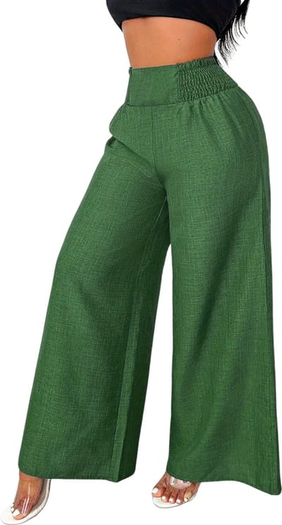 Livano Linnen Broek Dames - Zomerbroek - Volwassenen - Lange Broek - Pantalon - Strandbroek - Zomer - Ibiza Stijl - Groen - Maat S