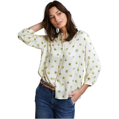 River Woods Beige/yellow Fantasy Blouse 3/4 Sleeves Size: 34 | Blouses Outlet | Dames | Groen