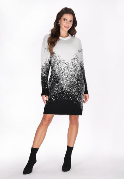 Faina Jurk Dames wol wit zwart
