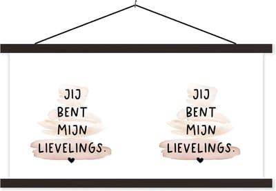 Posterhanger incl. Poster 60x30 cm - Schoolplaat - Vriendschap - Quotes - Best friends - Spreuken - Jij bent mijn lievelings - Textielposter - Zwarte latten