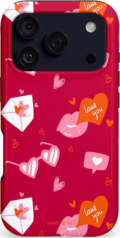 Casetastic hoesje geschikt voor Apple iPhone 17 Pro - MagSafe - Dubbellaagse bescherming - Liefdesbrief - Fashion Case - Bordeaux Lichtroze
