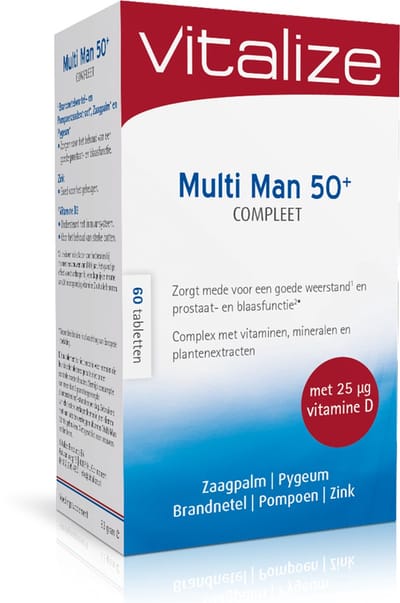 Vitalize Multi Man 50+ Compleet 60 tabletten | Ondersteunt een goede weerstand - Zorgt mede voor het behoud van de prostaat- en blaasfunctie¹*