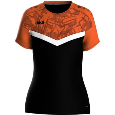 Jako Iconic T-Shirt Dames - Zwart / Fluo Oranje | Maat: 34