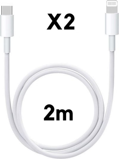 2x Lightning naar USB C Kabel Wit - 2 meter - Oplaadkabel voor iPhone 14 / 14 PLUS / 14 PRO / 14 PRO MAX / 13 / 13 MINI / 13 PRO / 13 PRO MAX