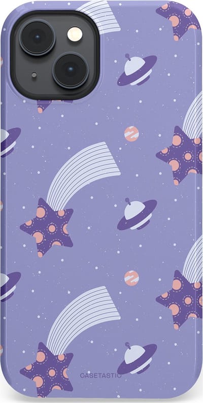 Casetastic Hoesje Geschikt voor Apple iPhone 14 Magsafe - Stijlvolle Beschermende Duo-layer Case - Sterrenhemel Lila