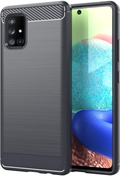 Cadorabo Hoesje geschikt voor Samsung Galaxy A71 4G in BRUSHED GRIJS - Beschermhoes van flexibel TPU siliconen in roestvrij staal-carbonvezel look Case Cover