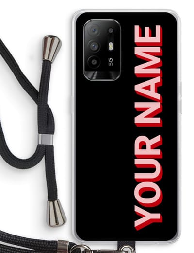 Gepersonaliseerd - Case Company® - Hoesje met koord geschikt voor Oppo A94 5G hoesje met Koord - Namecase - Telefoonhoesje met Zwart Koord - Bescherming aan alle Kanten en Over de Schermrand