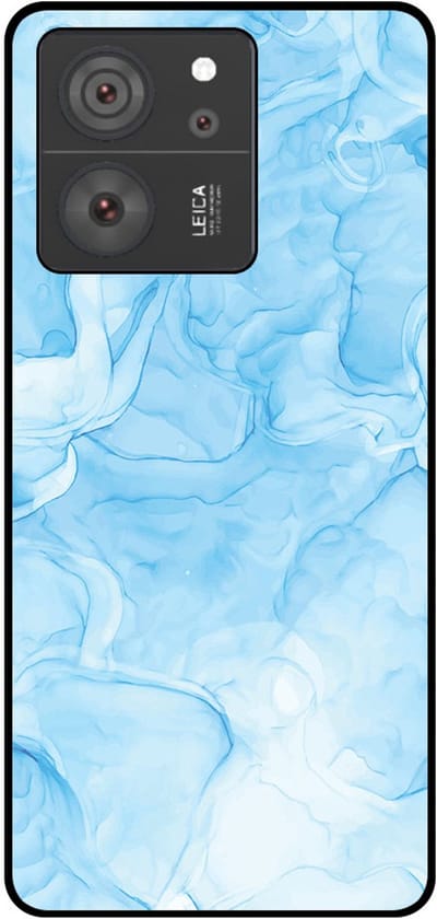 Smartphonica Telefoonhoesje Geschikt voor Xiaomi 13T / 13T Pro met marmer opdruk - TPU backcover case marble design - Lichtblauw geschikt voor Xiaomi 13T;Xiaomi 13T Pro