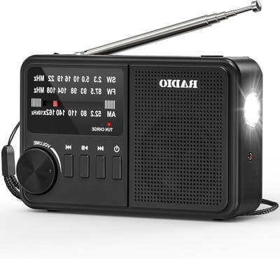 Draagbare Radio - Mini Radio AM/FM/SW - Buitenactiviteiten - Met Zaklamp en Alarm - Compact Formaat - Zwart