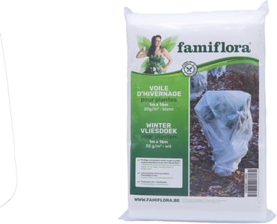 Famiflora winter vliesdoek voor planten 1x16m - 30 g/m² - Vorstbescherming - Ademend - UV-bestendig - Extra dik materiaal beschermt planten tegen strenge vorst en harde wind effectief