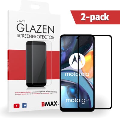 2-pack BMAX geschikt voor Motorola Moto G22 Screenprotector - Full Cover - Gehard glas - Tempered glas - Motorola screenprotectors 2 stuks - Telefoonglaasje - Beschermglas - Glasplaatje - Screensaver - Screen protector - Case friendly - Zwart