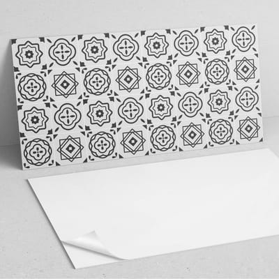 Coloray Wandpanelen Zelfklevend - Geometrische patronen in vierkanten PVC Wandpaneel - 100 cm x 50 cm - Zwart Wandbekleding Zelfklevend - 1 stuk - Mozaïeken Wandpanelen Zelfklevend - Wandbord Keuken - Wandpaneel Badkamer