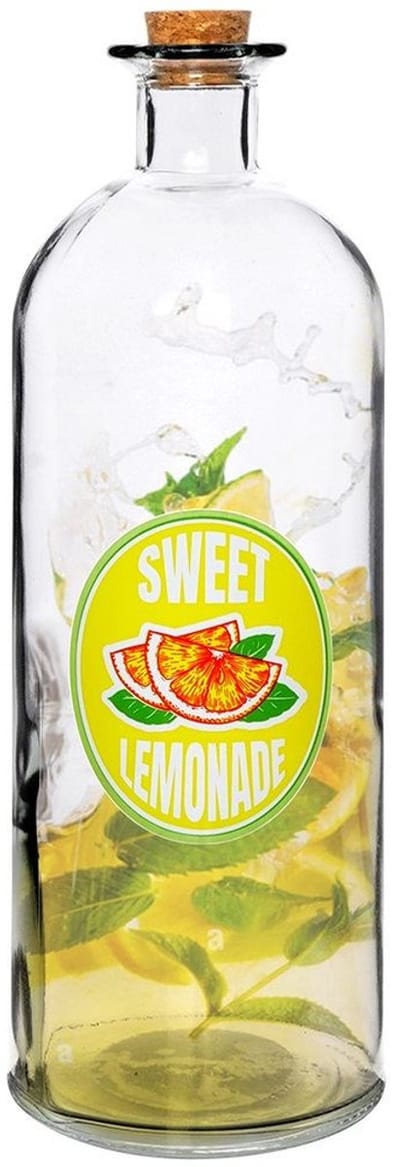 Vilde - Glazen Fles - 1L - Decoratieve Stijl - Met Kurk