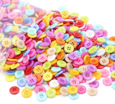 QTTVBTNA - 200 Stuks 4-Gats Plastic Knopen voor Kleding - Meerkleurige Naalknopen voor Kinderkleding & Shirts - Handwerk Knopen voor DIY en Kledingreparatie - Ronde Knopen 15mm
