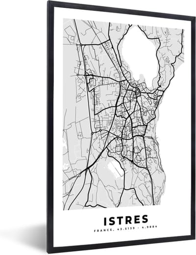 Fotolijst incl. Poster - Frankrijk - Plattegrond - Kaart - Istres - Stadskaart - 40x60 cm - Posterlijst