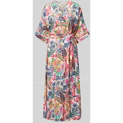 midi-jurk van viscosemix met florale all-over print